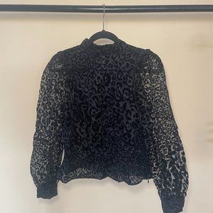 Zara Black Leopard Top Size Small